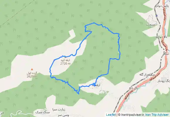 ترک جی پی اس قله ارفع کوه and Fountain from Arfeh Darreh