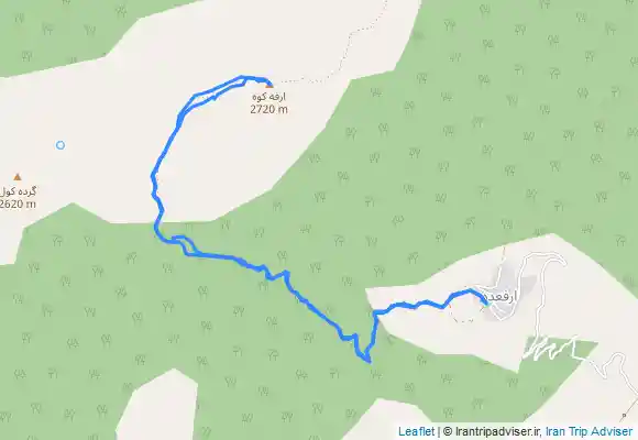 ترک جی پی اس مسیر صعود و فرود به قله ارفع کوه از روستای ارفع ده