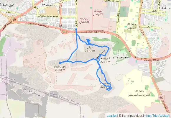 ترک جی پی اس خط الرأس کوه صفه قلل دوقلو، کبوتر لانه، صفه، سرخه، تل بلند، کاپرا، دیده بان