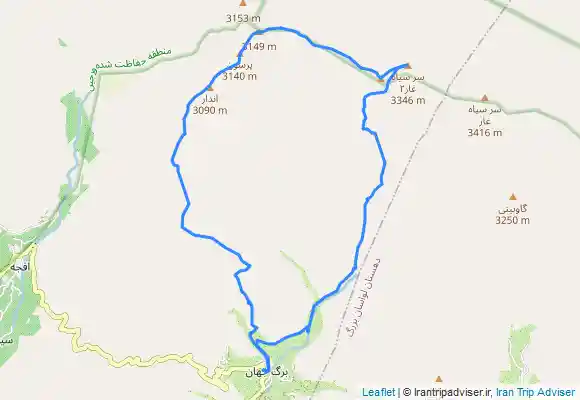 ترک جی پی اس خط راس قله اندار، پرسون ، سرسیاه غارها