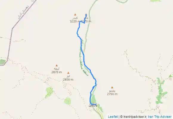 ترک جی پی اس قله‌ی پهنه حصار از روستای واریش