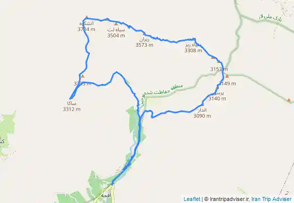 ترک جی پی اس خط االراس اندار پرسون به قله آتشکوه و ساکا