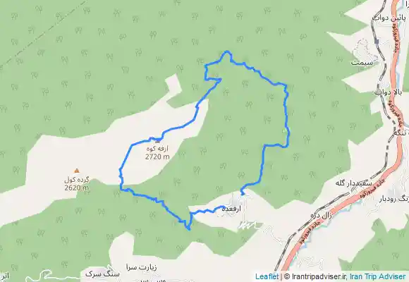 ترک جی پی اس Afrakoh Peak from Arfadeh Village - صعود به چکاد ارفع کوه از روستای ارفع ده