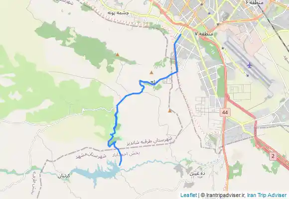 ترک جی پی اس مسیر ماشین روی هفت حوض تا سد طرق