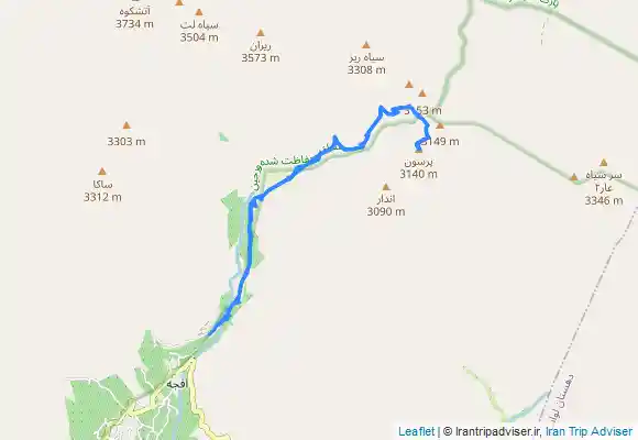 ترک جی پی اس Parson Peak from Afjeh Village - دشت هویج و چکاد پرسون از روستای افجه